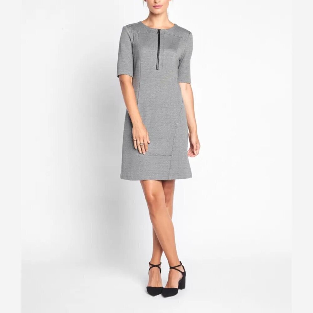Of Mercer Made in New York Short Sleeve Front-Zip Knit Shift Dress 14W